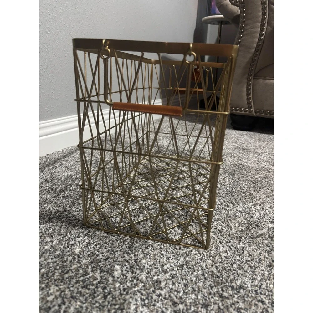 Grace & Peace Gold Wire Storage Basket II Peter 1:2 Geometric Metal Organizer